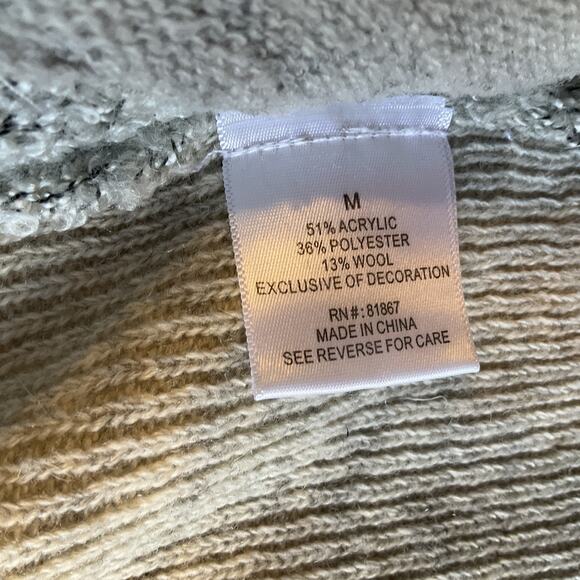 Olivia Sky Women Vest M Gray Acrylic Wool Zipper Pockets Sleeveless Open Front - Picture 3 of 10